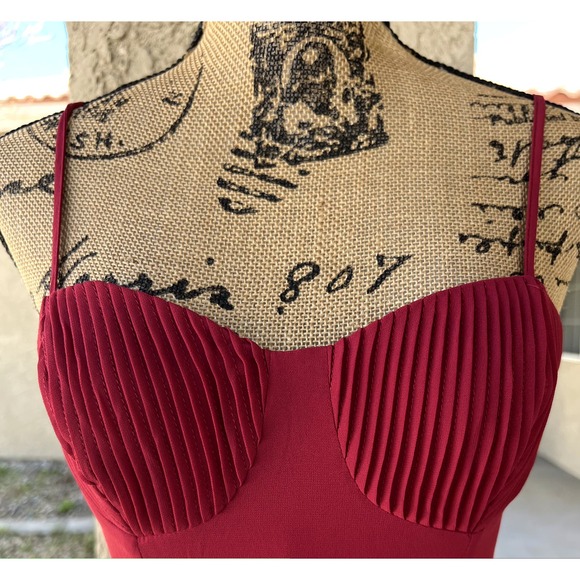 Lulus Cause for Commotion Red Pleated Bustier Maxi Dress Size M - Picture 2 of 14